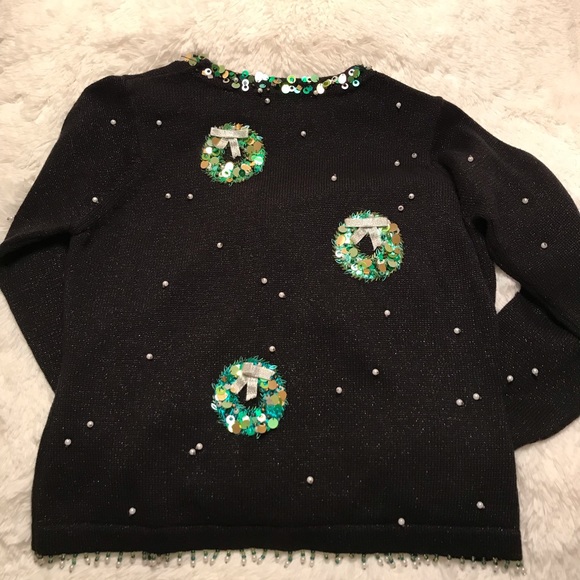 Christmas Wreath Cardigan Sweater - Vintage- Sz Sm - Picture 6 of 9